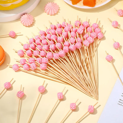 300pcs Dice Cocktail Picks Casino Party Decor, Pink