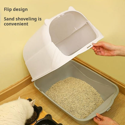 Pet Litter Box Fully Enclosed Spillproof Deodorant Cat Toilet Two-Way Shovel Large Capacity Cat Toilet Litter Box Closed Sandbox