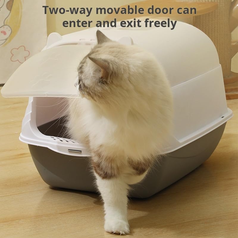 Pet Litter Box Fully Enclosed Spillproof Deodorant Cat Toilet Two-Way Shovel Large Capacity Cat Toilet Litter Box Closed Sandbox
