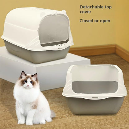 Pet Litter Box Fully Enclosed Spillproof Deodorant Cat Toilet Two-Way Shovel Large Capacity Cat Toilet Litter Box Closed Sandbox