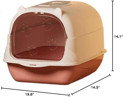 Pet Litter Box Fully Enclosed Spillproof Deodorant Cat Toilet Two-Way Shovel Large Capacity Cat Toilet Litter Box Closed Sandbox