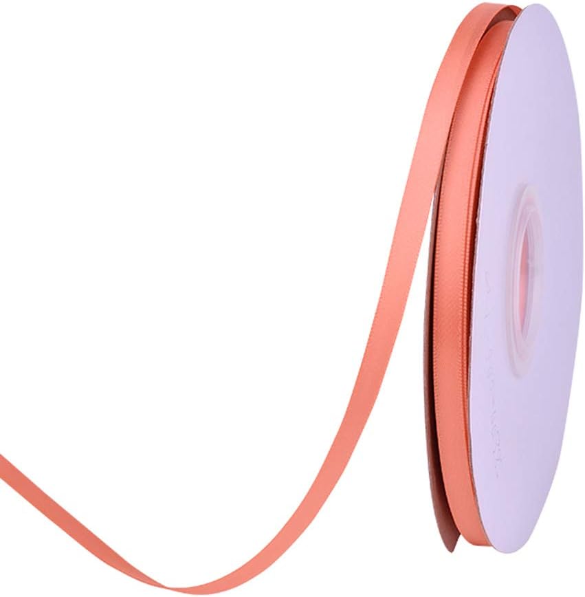 Peach Double Faced Satin Ribbon, 1/4 Inch Continuous 50 Yards