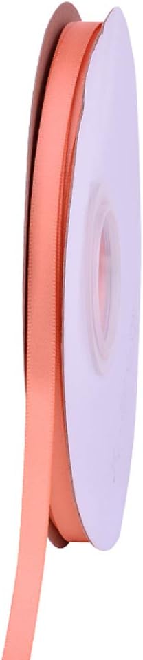 Peach Double Faced Satin Ribbon, 1/4 Inch Continuous 50 Yards