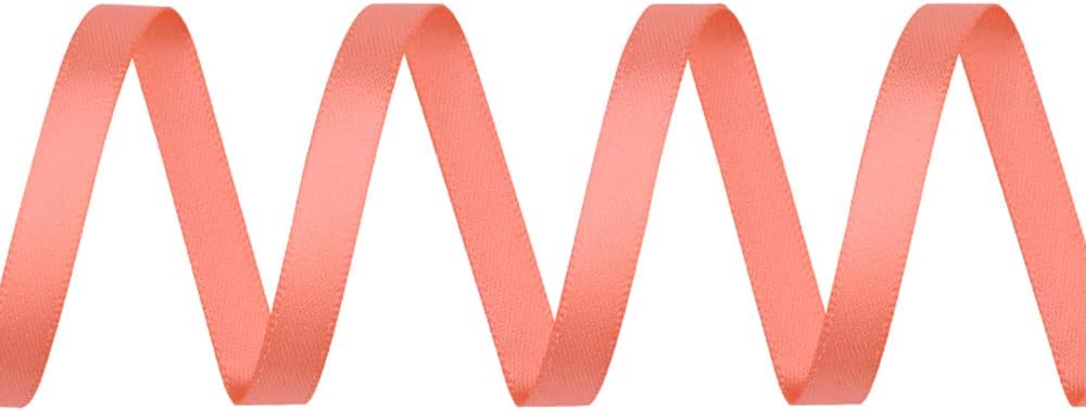 Peach Double Faced Satin Ribbon, 1/4 Inch Continuous 50 Yards