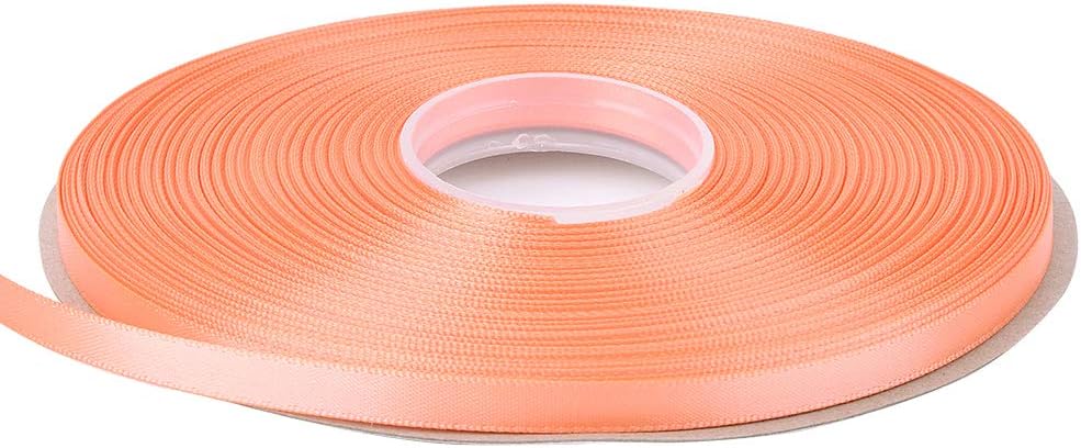 Peach Double Faced Satin Ribbon, 1/4 Inch Continuous 50 Yards