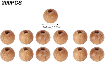 200Pcs Peach Wood Beads 0.6cm – DIY Jewelry Making Supplies for Necklaces Bracelets, Handmade Craft Accessories with Exquisite Carving