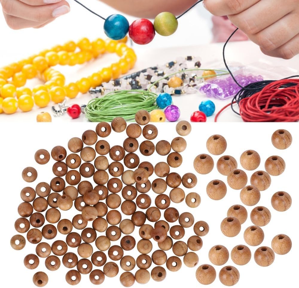 200Pcs Peach Wood Beads 0.6cm – DIY Jewelry Making Supplies for Necklaces Bracelets, Handmade Craft Accessories with Exquisite Carving