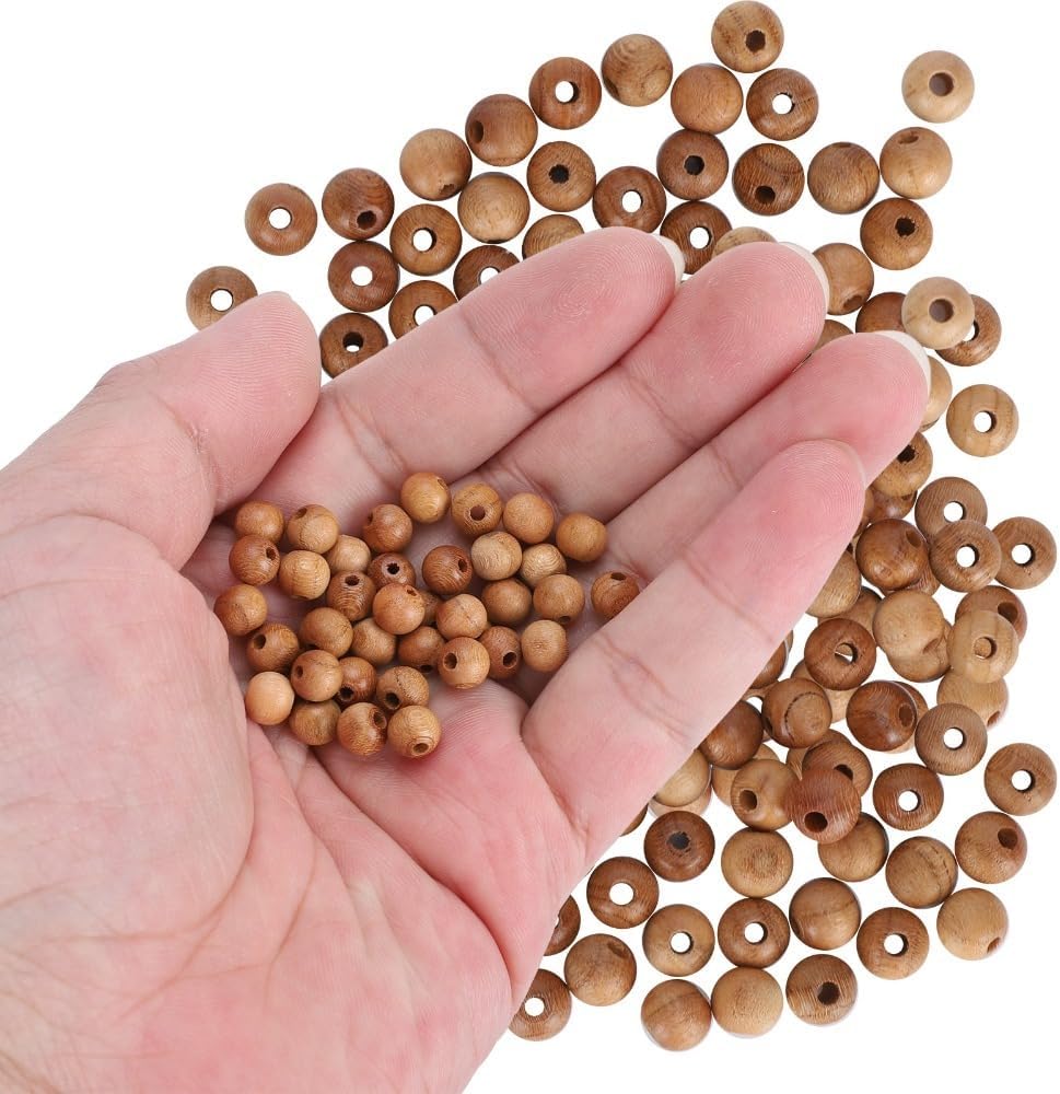 200Pcs Peach Wood Beads 0.6cm – DIY Jewelry Making Supplies for Necklaces Bracelets, Handmade Craft Accessories with Exquisite Carving