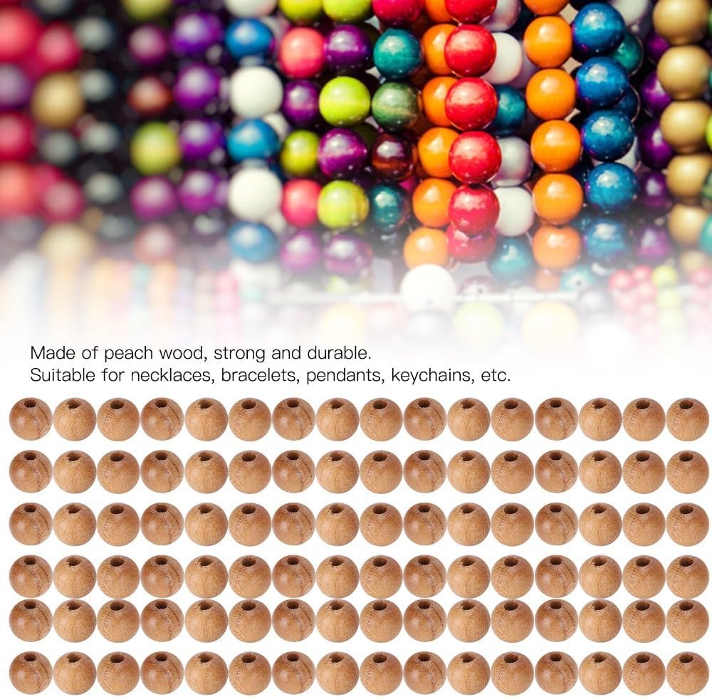 200Pcs Peach Wood Beads 0.6cm – DIY Jewelry Making Supplies for Necklaces Bracelets, Handmade Craft Accessories with Exquisite Carving