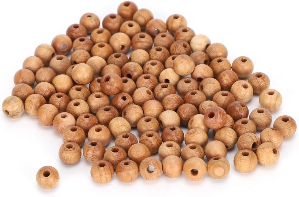 200Pcs Peach Wood Beads 0.6cm – DIY Jewelry Making Supplies for Necklaces Bracelets, Handmade Craft Accessories with Exquisite Carving
