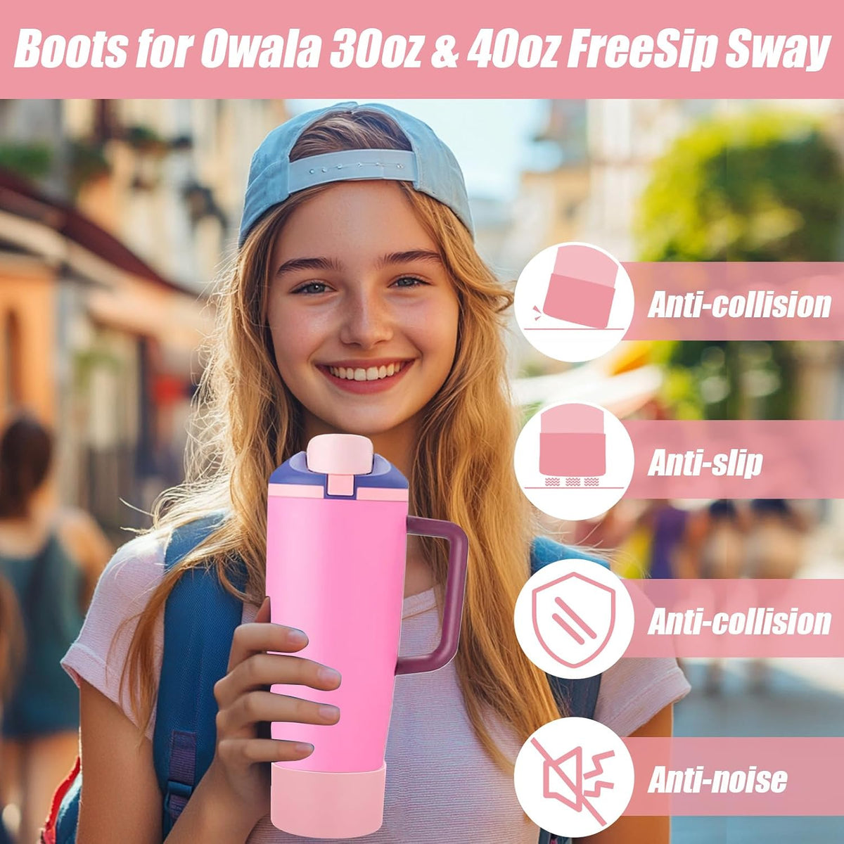 2PCS Protective Silicone Boots for Owala 30oz & 40oz FreeSip Sway
