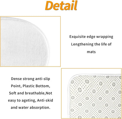 Bathroom Rugs Sets 3 Piece - Light Pink Polka Dot Print B Absorbent Non Slip Washable Bath Mats, U-Shape Toilet Lid Cover, Contour Mat, Soft Shower Mats Bath Rug Mat for Bathroom Tub Toilet