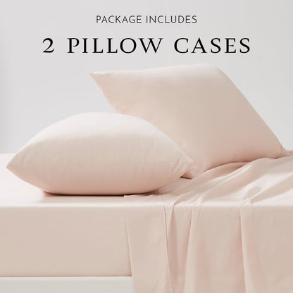100% Organic Cotton Pillow Cases standard Size Set of 2, Pale Pink, 300 Thread Count Pillow Covers, Percale, Cooling, Crisp, Breathable Pillowcases for Home, Hotel Pillows, 30"x20”