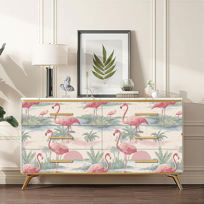 Tropical Flamingo Peel and Stick Wallpaper, Palm Tree Watercolor Wallpaper