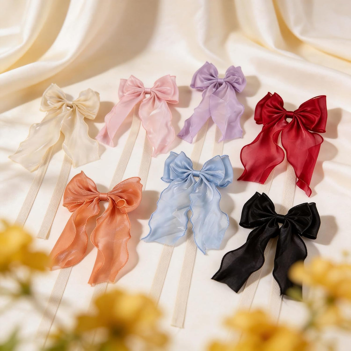 2PCS Silky Bow Curtain Holdersbacks Elegant Lace Bow Curtain Holders for Curtains Decorative,Pink