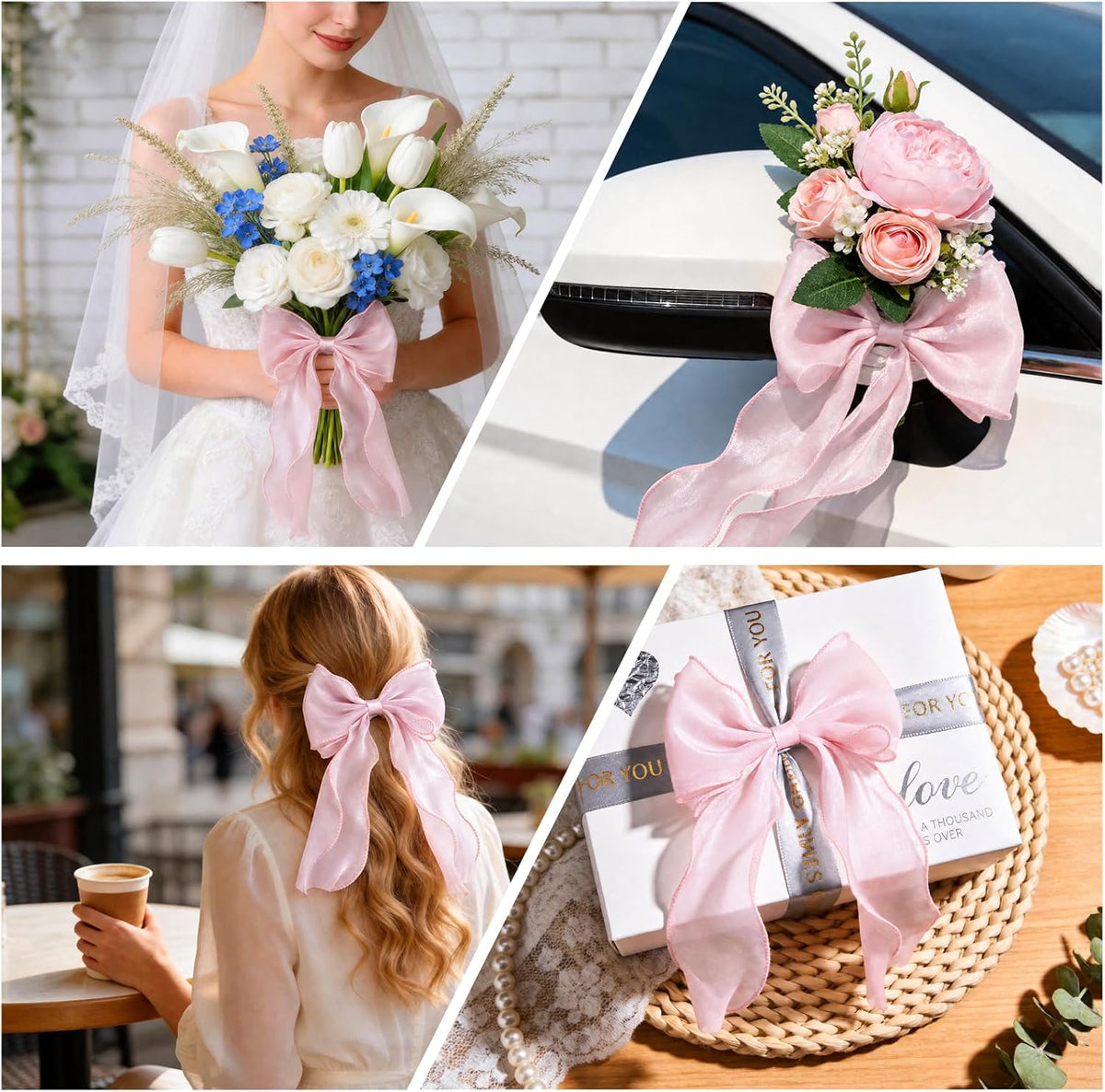 2PCS Silky Bow Curtain Holdersbacks Elegant Lace Bow Curtain Holders for Curtains Decorative,Pink