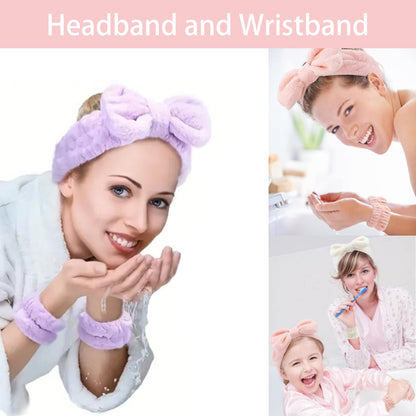 Skincare Face Wash Spa Headband and Wristband Set Quilted Makeup Bag Blank Cards Gifts for Women and Teen Girl Gifts Trendy Stuff spa headband and wristband set