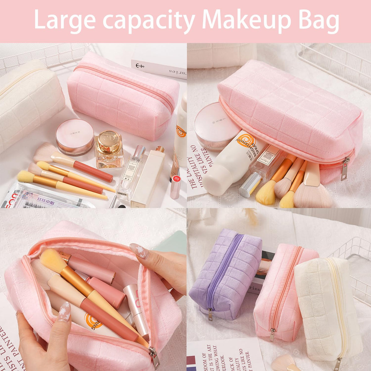 Skincare Face Wash Spa Headband and Wristband Set Quilted Makeup Bag Blank Cards Gifts for Women and Teen Girl Gifts Trendy Stuff spa headband and wristband set
