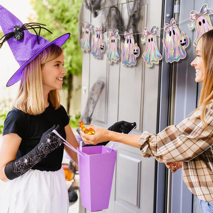 2 Pack Halloween Ghost Garland 6.56 ft Iridescent Ghost Decor