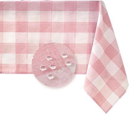 Rectangle Table Cloth Waterproof Gingham Pink 55"x71"