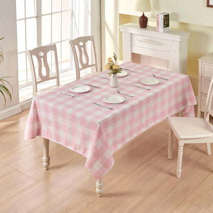 Rectangle Table Cloth Waterproof Gingham Pink 55"x71"