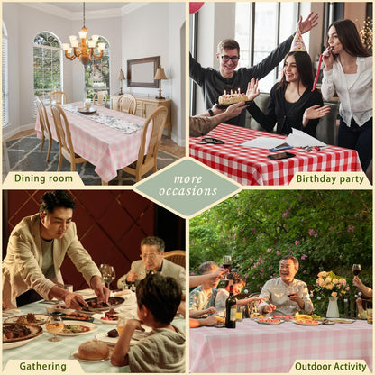 Rectangle Table Cloth Waterproof Gingham Pink 55"x71"