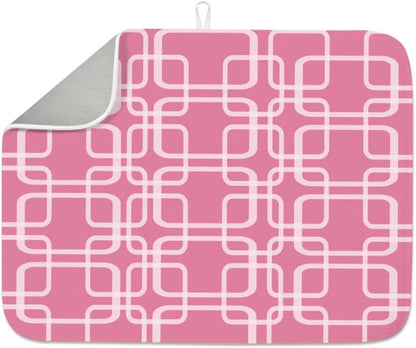Pink Dish Drying Mat for Kitchen Counter 18"X24" Minimalist Absorbent Dish Draining Mat Microfiber Heat Resistant Drying Pad Dishes Drainer Pad for Table Faucet Sink Coffee Bar Refrigerator