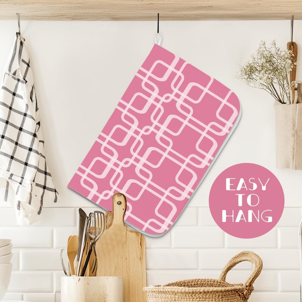 Pink Dish Drying Mat for Kitchen Counter 18"X24" Minimalist Absorbent Dish Draining Mat Microfiber Heat Resistant Drying Pad Dishes Drainer Pad for Table Faucet Sink Coffee Bar Refrigerator