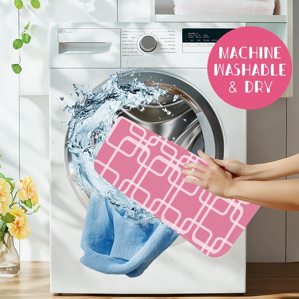 Pink Dish Drying Mat for Kitchen Counter 18"X24" Minimalist Absorbent Dish Draining Mat Microfiber Heat Resistant Drying Pad Dishes Drainer Pad for Table Faucet Sink Coffee Bar Refrigerator