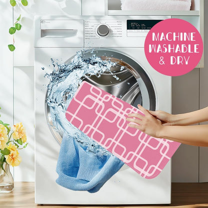 Pink Dish Drying Mat for Kitchen Counter 18"X24" Minimalist Absorbent Dish Draining Mat Microfiber Heat Resistant Drying Pad Dishes Drainer Pad for Table Faucet Sink Coffee Bar Refrigerator