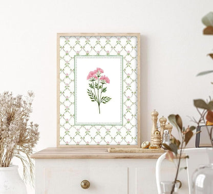 3Pcs Pink Green Floral Wildflower Baby Room Painting Picture Wall Decor Pastel Botanical Poster Print Artwork for Bedroom Living Room Girls Bedroom Nursery Dining Room Home Decoration