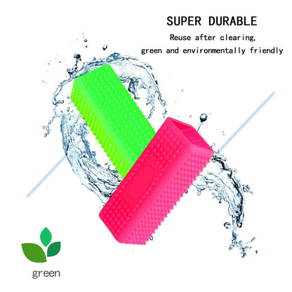 2pcs Pet Dog Cat Hair Remover, Pet Hair Removal Tool, Hollow Cleaner Brush for car，Interior, Furniture, Sofa (green and pink)