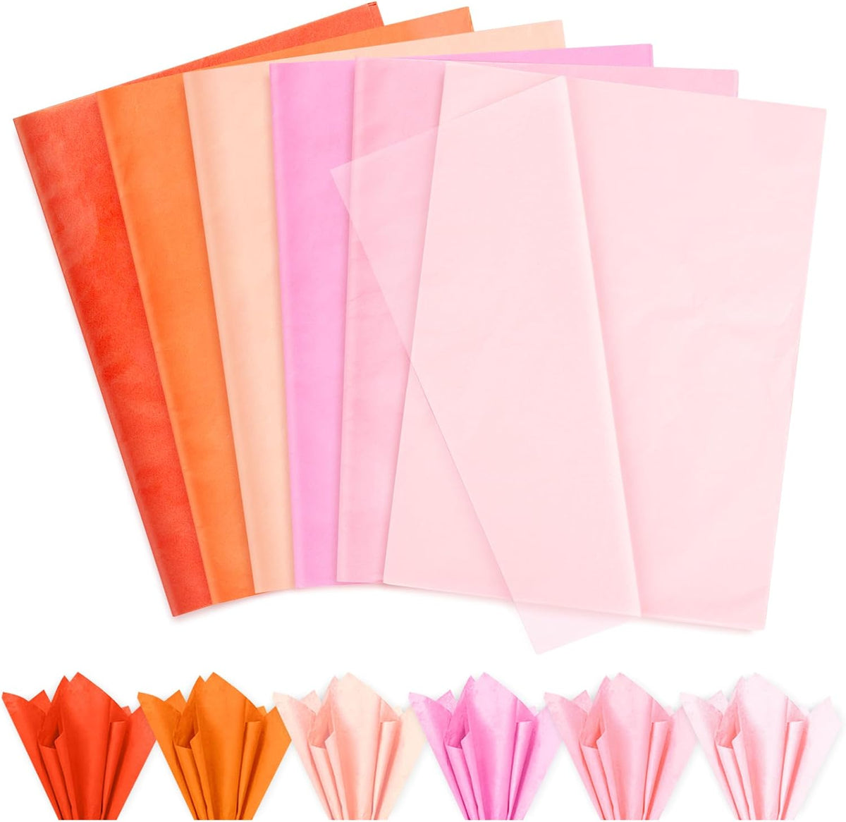 120 Sheets Fall Tissue Papers Pink Orange Decorative Art Gift Wrapping Paper for Autumn Thanksgiving Baby Shower Birthday Party DIY Crafts, 14 x 20 Inch