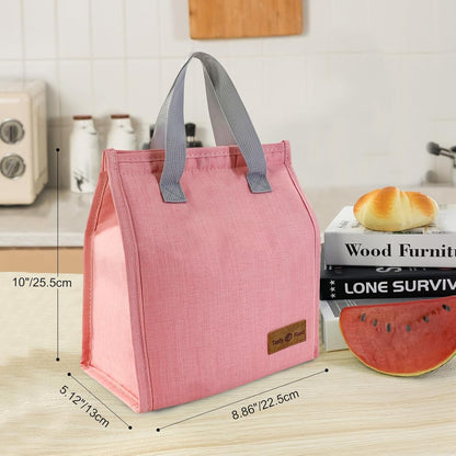 Minimalist Lunch Bag Pink Cute Small Insulated Lunch Box for Women