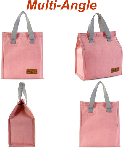 Minimalist Lunch Bag Pink Cute Small Insulated Lunch Box for Women