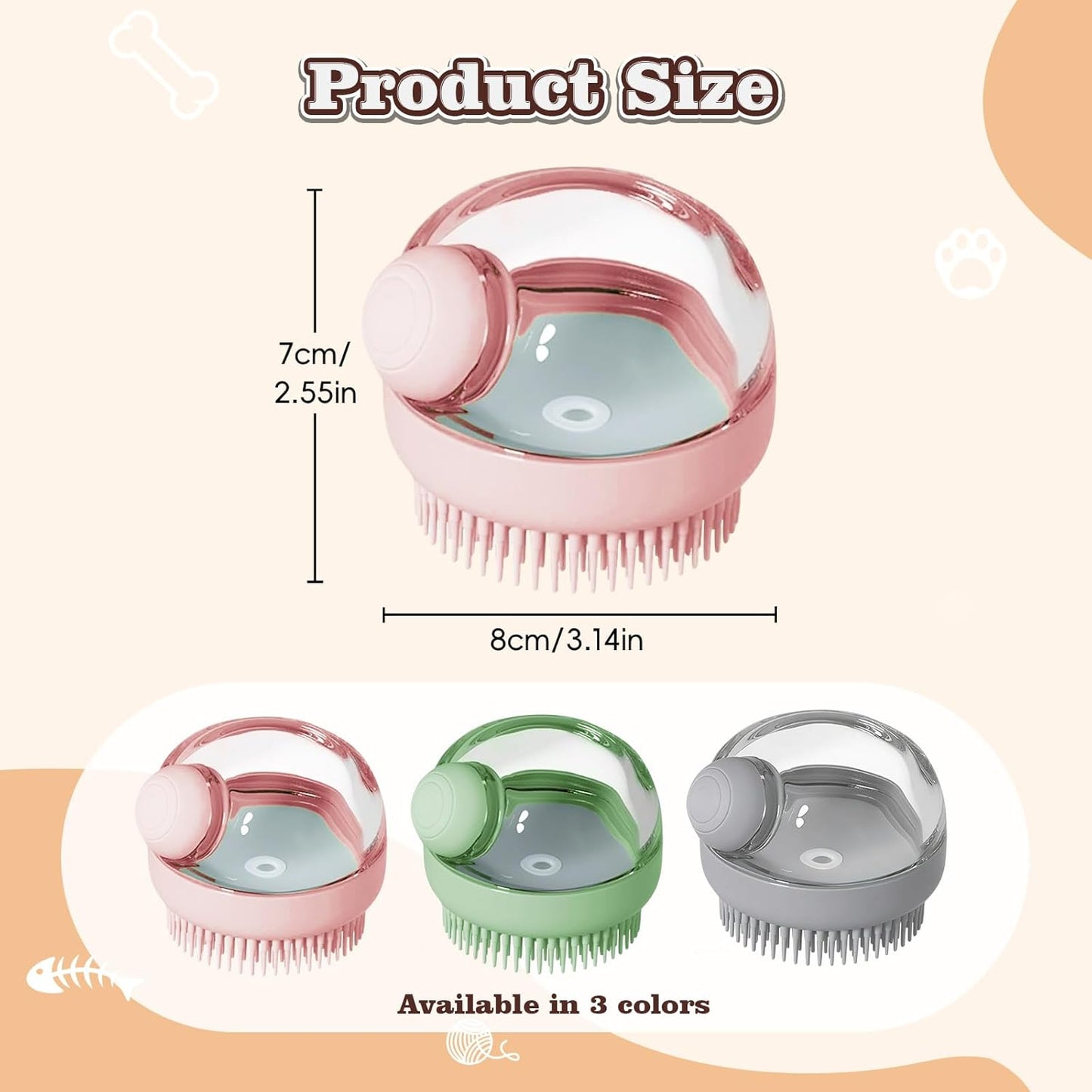 2 Pcs Dog Bath Scrubber Brush, 2 in 1 Pet Dog Grooming Brush with Built-in Shampoo Dispenser Massage Shampoo Bath Brush Soft Silicone Bristle for Long Short Haired Dogs Cats Shower-Pink