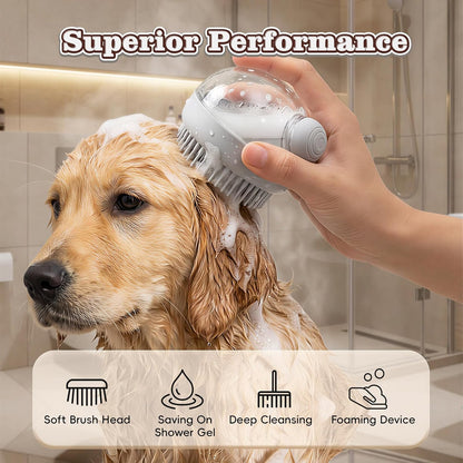 2 Pcs Dog Bath Scrubber Brush, 2 in 1 Pet Dog Grooming Brush with Built-in Shampoo Dispenser Massage Shampoo Bath Brush Soft Silicone Bristle for Long Short Haired Dogs Cats Shower-Pink