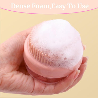 2 Pcs Dog Bath Scrubber Brush, 2 in 1 Pet Dog Grooming Brush with Built-in Shampoo Dispenser Massage Shampoo Bath Brush Soft Silicone Bristle for Long Short Haired Dogs Cats Shower-Pink