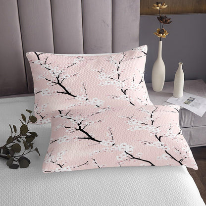 Peach Blossom Sheet Set Full Size,Pink Flower Bedding Sets 4Pcs for Kids Teens Adults Room Decor,Pink Floral Fitted Sheets Botanical Theme Bed Sheet,2 Pillowcases