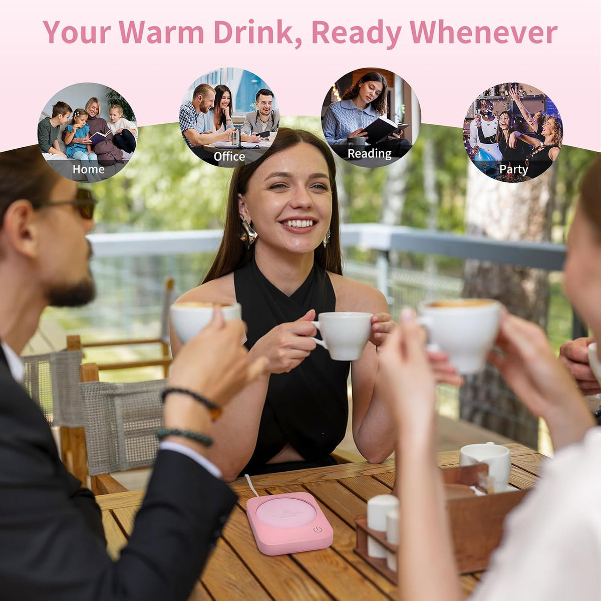 Mug Warmer & Coffee Mug Warmer with 4 Hours Auto Shut-Off, Coffee Warmer Plate for Office Home Desk Use with 3 Temperature Settings, Cup Warmer for Cocoa, Tea, Milk, Water, Coffee Gifts(No Cup)