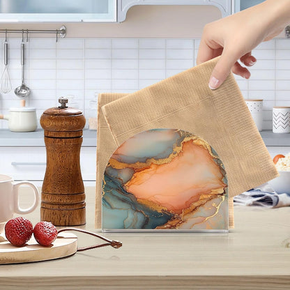 Marble Peach Gold Acrylic rustic napkin holder for Farmhouse Cocktail freestanding napkin holders for kitchen home decorating Farmhouse Cocktail 1Pack