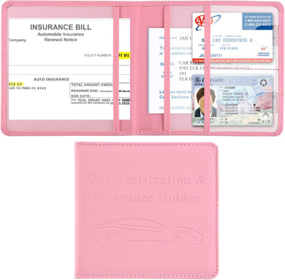 Car Registration and Insurance Holder, Glove Box Organizer, Pink