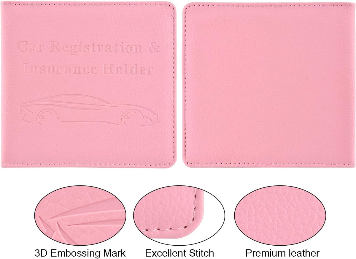 Car Registration and Insurance Holder, Glove Box Organizer, Pink