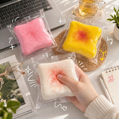 Bread Pink Butter Squishy Food, Slow Rising Soft Squeeze Stress Relief for Desk & Office Use (Bread Pink)