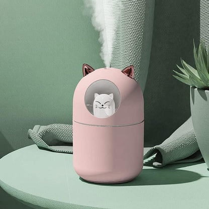 Portable 300ml Mini Cool Mist Humidifier With Night Light, USB Auto Shut-Off, Ultra-Quiet, 2 Spray Modes for Home Office Travel (Pink)
