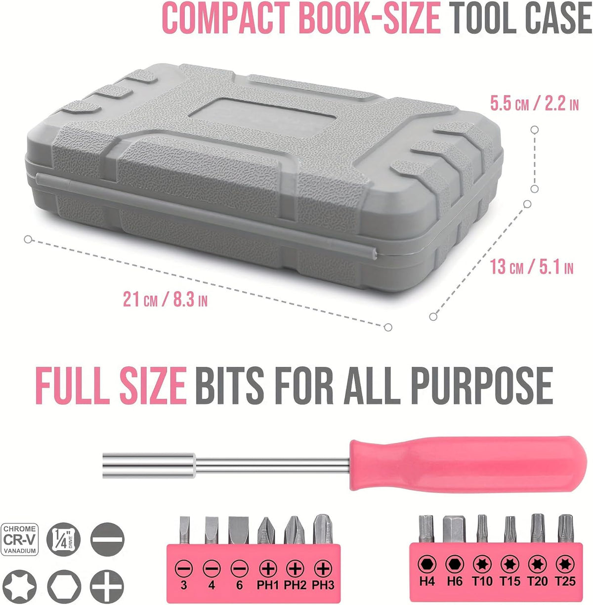 24Pcs Pink Home Repair Tool Kit for Women - Compact Mini Starter Hardware Set with Hammer, Pliers, Screwdrivers - Portable Household Hand Tools, Ideal Christmas & New Year Gift for Ladies