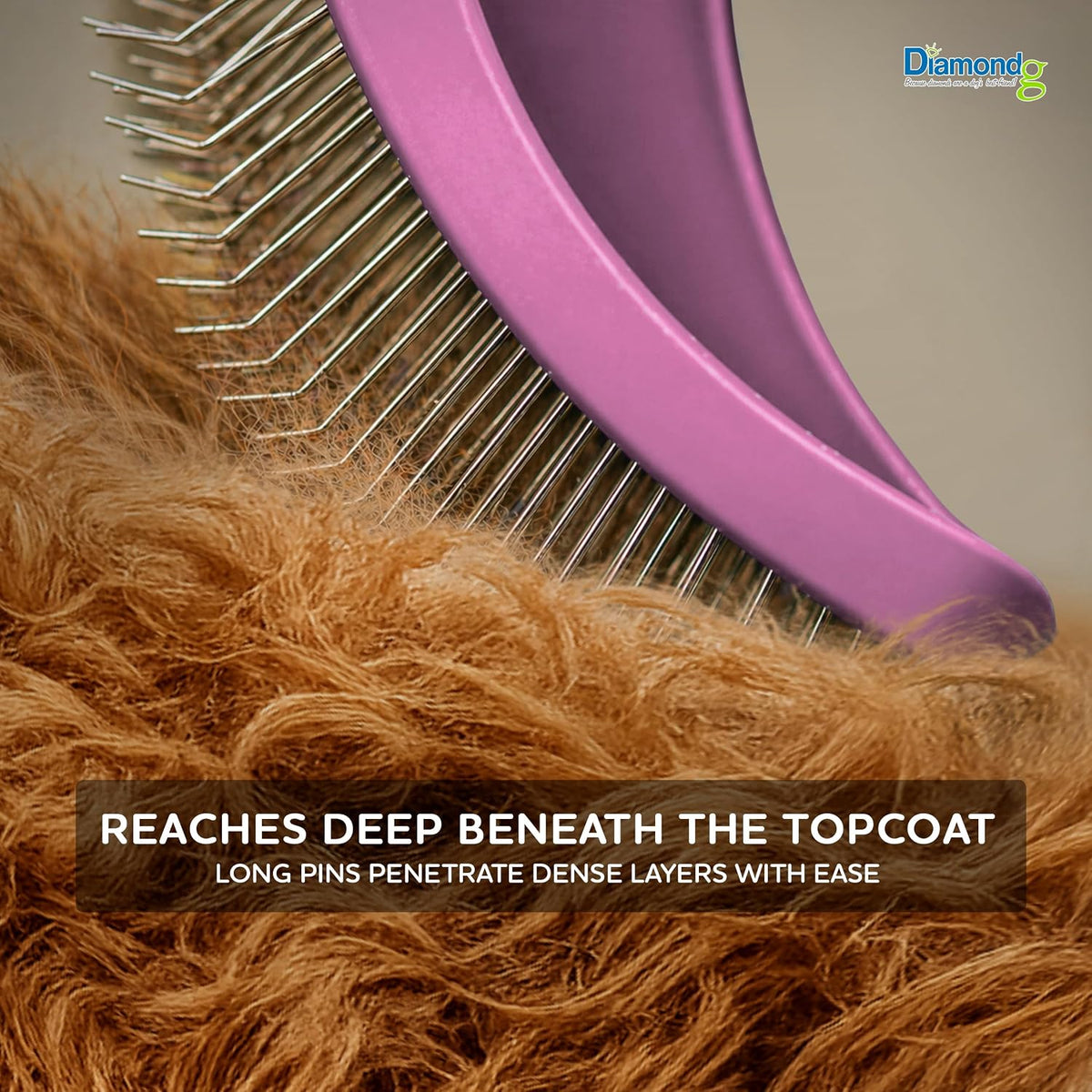 Pet Slicker Brush for Dogs & Cats – Professional Grooming Brush for Shedding, Detangling & Coat Maintenance, Gentle Fine Wire Pins, Ergonomic Handle, Pink
