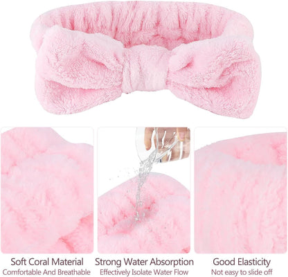 16pcs Skincare Headband Set, Headband Set for Face Washing Spa and Makeup, Including 1 Hairband, Wristband, 3 Hair Claw Clips and 10 Hair Ties, with Box, Gift for Women and Girls, Pink