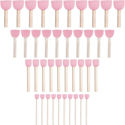 40 Pcs Round Sponges Brush Set 4 Sizes DIY Painting Tools Pink