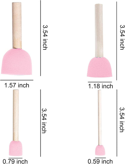 40 Pcs Round Sponges Brush Set 4 Sizes DIY Painting Tools Pink